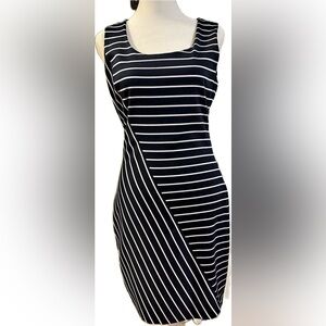 Guess Black and White Asymmetrical Bodycon Dress - worn 1 time & dry cleaned